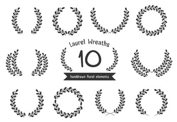 Hand Drawn Laurel Wreaths