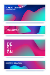 Vector business set of creative horizontal abstraction. Abstract geometric gradient illustration.