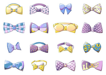 Bowtie icons set. Cartoon set of bowtie vector icons for web design