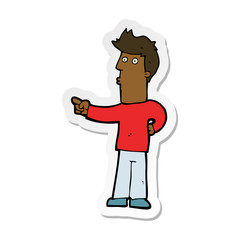 sticker of a cartoon man pointing