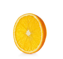 Slice of ripe orange isolated on white