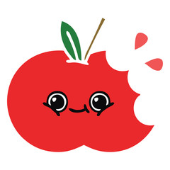 flat color retro cartoon apple