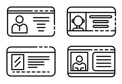 Driver license icons set. Outline set of driver license vector icons for web design isolated on white background