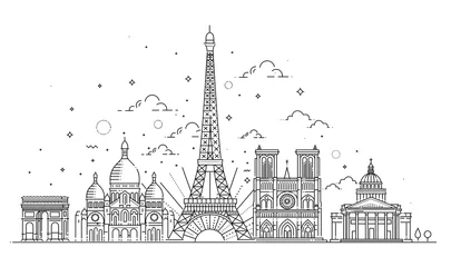 Behangcirkel Architectural landmarks of Paris © tettygreen