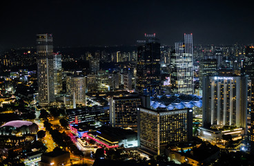 Fototapeta na wymiar View at Singapore City Skyline, night landscape 