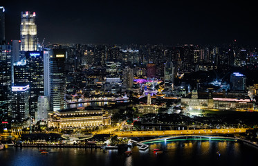 Fototapeta na wymiar View at Singapore City Skyline, night landscape 