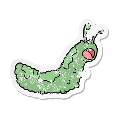 distressed sticker of a funny cartoon caterpillar