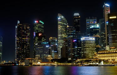 View at Singapore City Skyline, night landscape