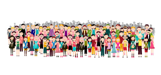 Crowd of People - Vector Men and Women Audience Isolated on White Background