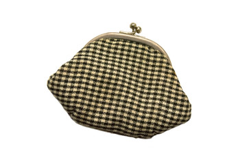 old wallet of plaid rag fabric with metal clasp