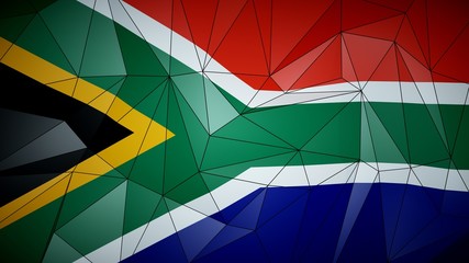 Low Poly Flag of South Africa. Folded paper effect with marked edges.