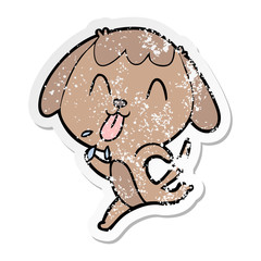 distressed sticker of a cute cartoon dog