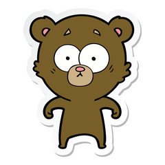Obraz na płótnie Canvas sticker of a surprised bear cartoon