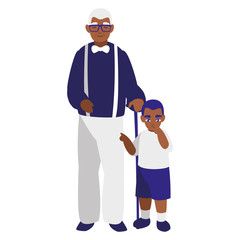 black grandfather with son characters