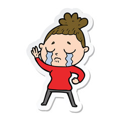 Fototapeta premium sticker of a cartoon crying woman