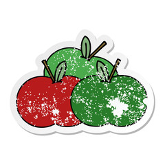 distressed sticker of a cute cartoon juicy apple