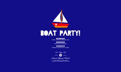 Boat Party Invitation Design with Where and When Details