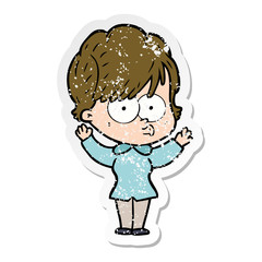 distressed sticker of a cartoon woman