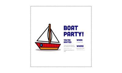 Boat Party Invitation Design with Where and When Details