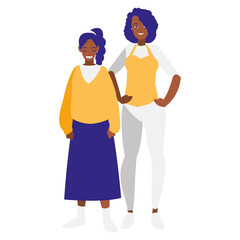 black mother with daughter characters