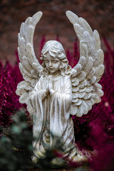 Grabschmuck in Form einer Statue eines Engels auf Berliner Friedhof  Tegel