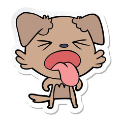 sticker of a cartoon disgusted dog