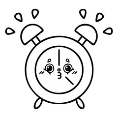 line drawing cartoon alarm clock