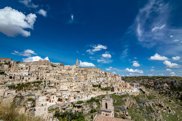 MATERA, ITALY - AUGUST 27, 2018: Warm scenery summer day view of the amazing ancient town of the...