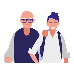 Fototapeta premium cute grandfather with son characters