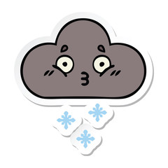 sticker of a cute cartoon storm snow cloud