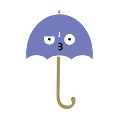 flat color retro cartoon umbrella
