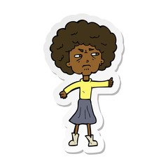 sticker of a cartoon annoyed old woman