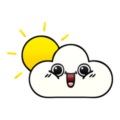 gradient shaded cartoon sun and cloud