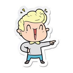sticker of a cartoon excited man