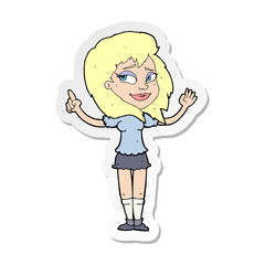 sticker of a cartoon woman with idea