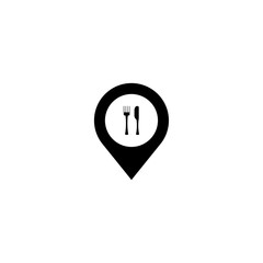 Map pointer with restaurant icon. Vector illustration on white background.