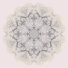 Fototapeta na wymiar Decorative Ornament With Mandala. Anti-Stress Therapy Pattern. Vector Illustration. Pastel, beige color