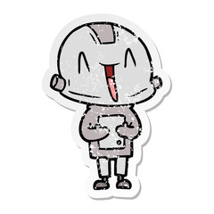 distressed sticker of a cartoon robot