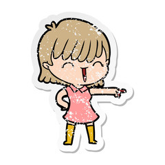 distressed sticker of a cartoon woman