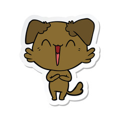 sticker of a happy little dog cartoon