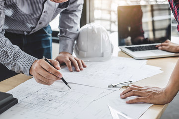 Construction and structure concept of Engineer or architect meeting for project working with...