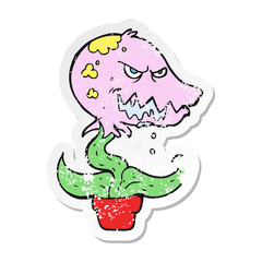 retro distressed sticker of a cartoon monster plant