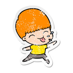 distressed sticker of a cartoon rude man