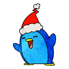 christmas textured cartoon of kawaii penguin