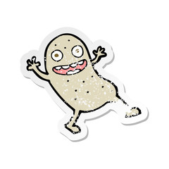 retro distressed sticker of a cartoon potato