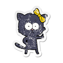 distressed sticker of a cartoon cat