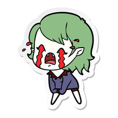 sticker of a cartoon crying vampire girl