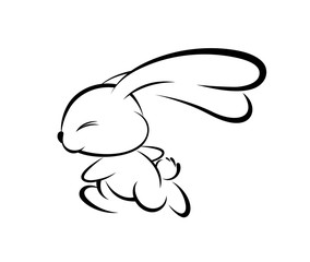 Illustrations of rabbit action logo on white background, Animals vector of isolated a cute rabbit icon