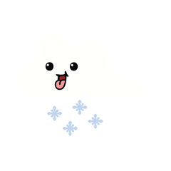 flat color retro cartoon snow cloud