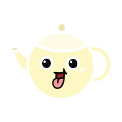 flat color retro cartoon tea pot